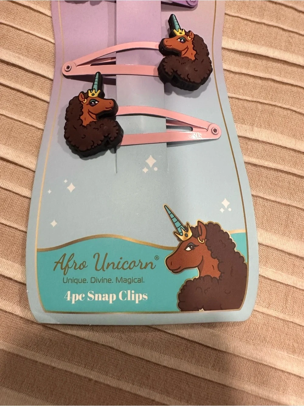 NEW Afro Unicorn Metal Hair Snap clips 4 pieces